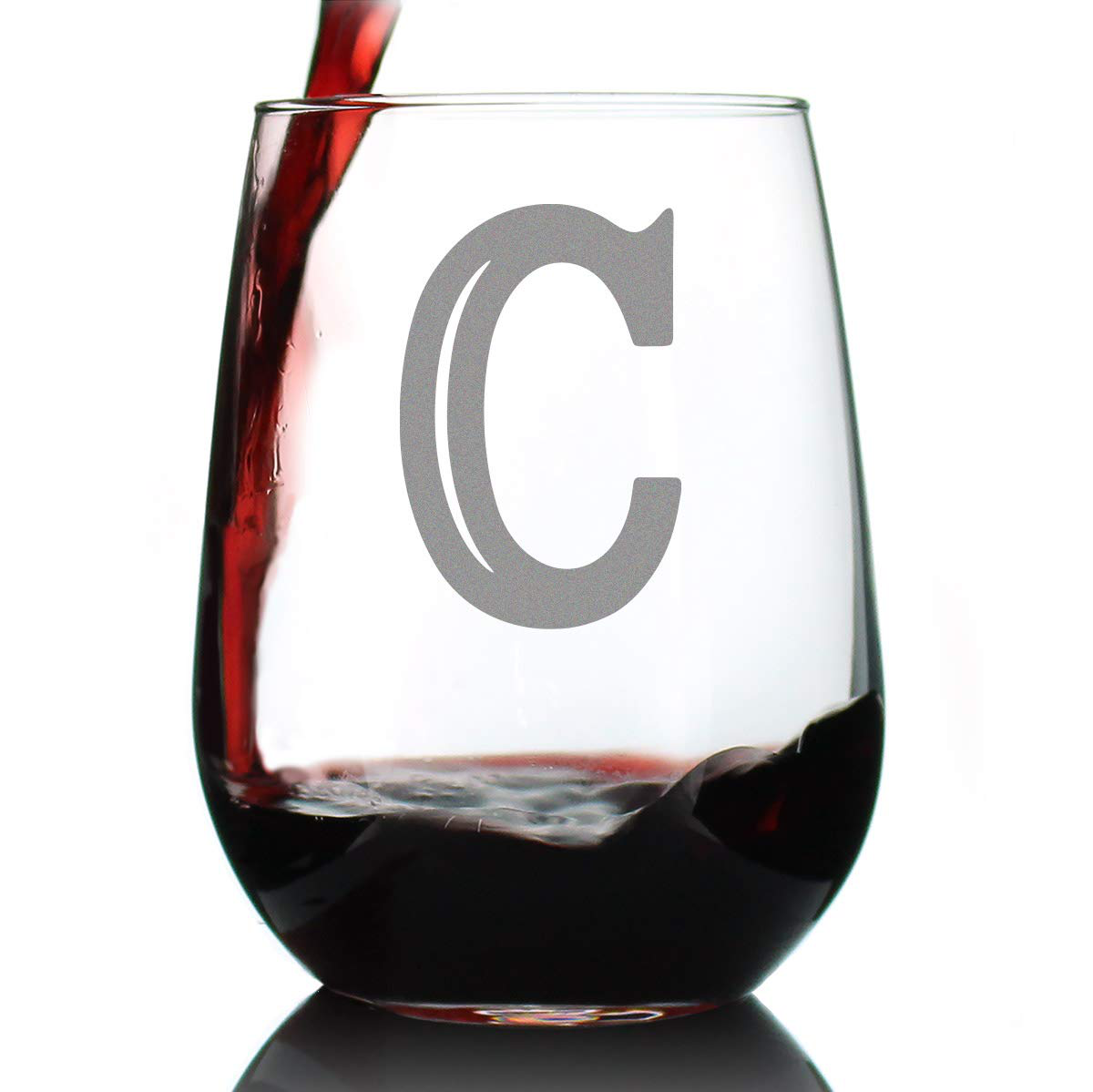 Rynx | Monogram Fet capital letter M - Without stem wine glass - Personalized gifts for women and men - Large engraved glass