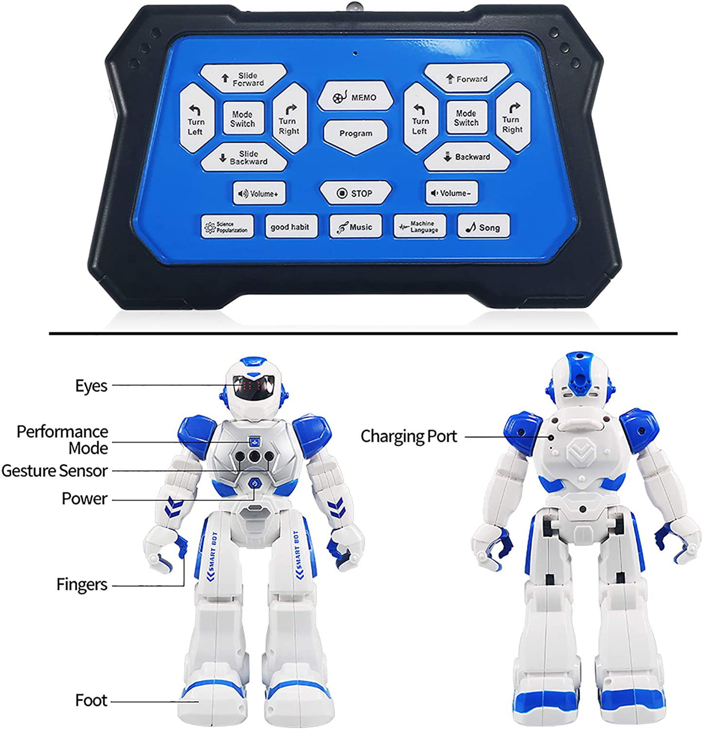 Rynx | Remote Control Robot for Kids, Sikaye Intelligent Programmable Robot with Infrared Controller Toys, Dancing, Singing, Moonwalking and LED Eyes, Motion Sensor Robot Set for Kids (Yellow)
