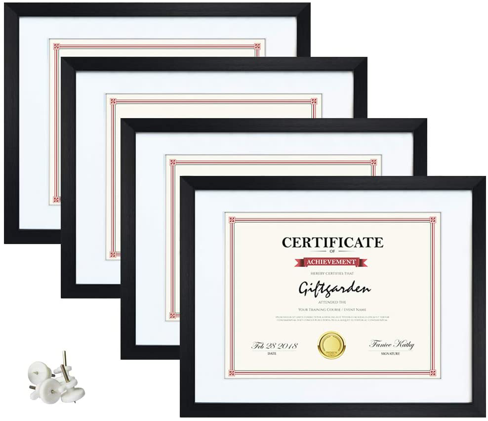 Rynx | Giftgarden 4x6 Picture Frame Set of 4, Matted to display 4 x 6 pictures with mat or 5x7 pictures without mat for wall hanging or tabletop, Black