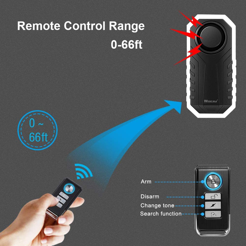 Rynx | Wireless Vibrating Motion Sensor 113dB Bike Alarm with Remote Control
