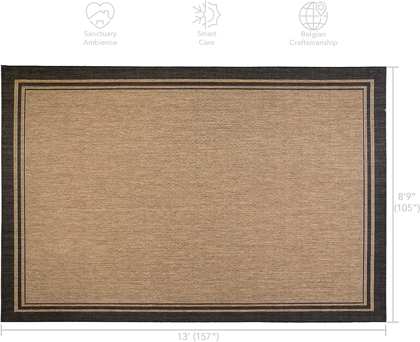 Rynx | Gertmenian Tropical Collection Outdoor Rug Patio Area Rug, 2x6 Runner, Nut Brown Black Edge