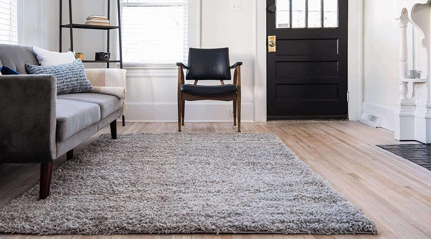 Rynx | Unique Loom Solo Solid Shag Collection Area Modern Pl plush rug Lush & Soft, 2' 6 x 10' 0, Jet Black