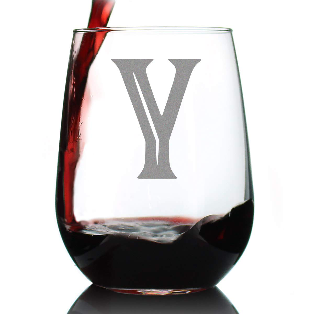 Rynx | Monogram Fet capital letter M - Without stem wine glass - Personalized gifts for women and men - Large engraved glass