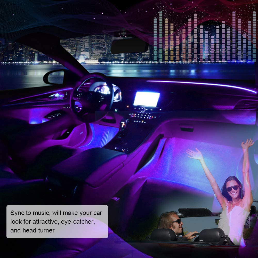 Rynx | SUNPIE Car Interior Light, Car Strips Light with App and Remote Control Waterproof LED Atmosphere Car Light Comes with 48 LED Chip 8.8ft Length Indoor Light with DC 12V Car Charger Sync to Music