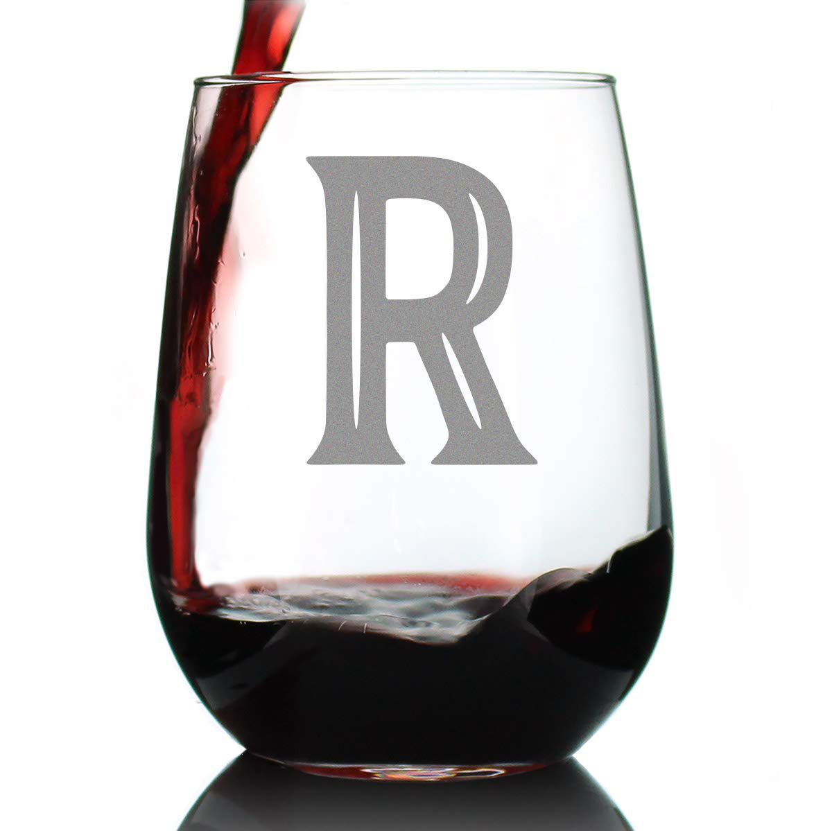 Rynx | Monogram Fet capital letter M - Without stem wine glass - Personalized gifts for women and men - Large engraved glass