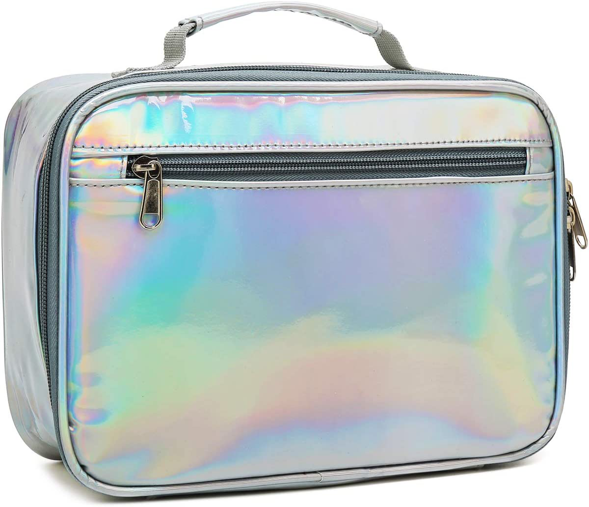 Rynx | Flowfly Kids Lunchbox Insulated Soft Bag Mini Cooler Back To School Thermal Meal Tote Set For Girls, Boys, Women, Men, Silver