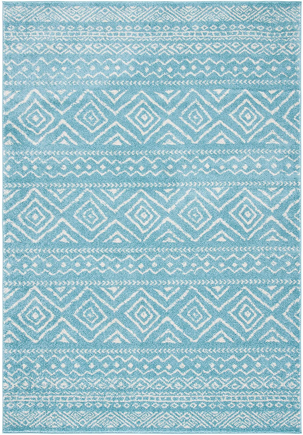 Rynx | Safavieh Tulum Collection TUL267K Moroccan Boho Distressed Non-Shedding Stain Resistant Living Room Bedroom Area Rug, 2' x 5', Turquoise / Ivory