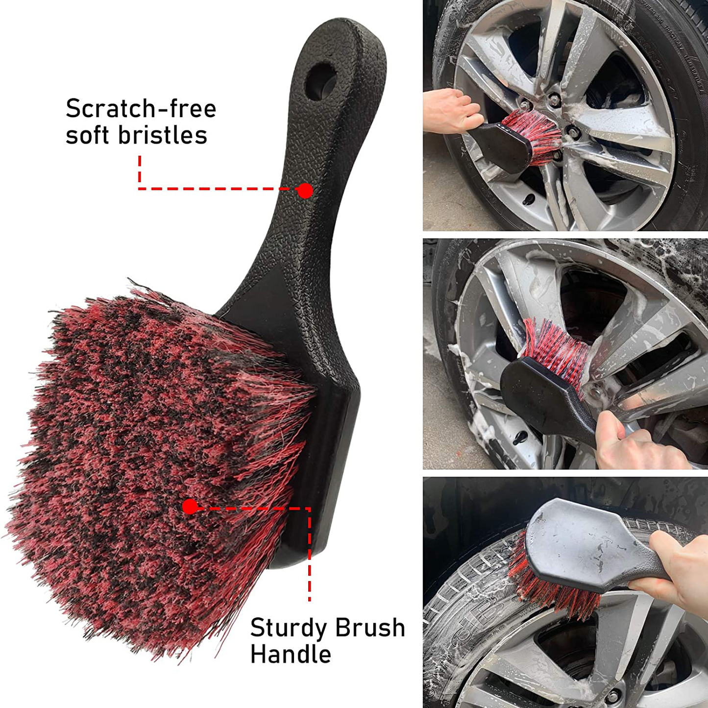 Rynx | Jaronx 15 PCS Car Wheel & Tire Brush Set, 17 Inch Long Handle Rim Brush, Short Handle Wheel Brush, Detailing Brushes, Wash Mitts, Ventilation Dust Brush, Wax Applicator Pads, Wash Cloths, Wash Brushes