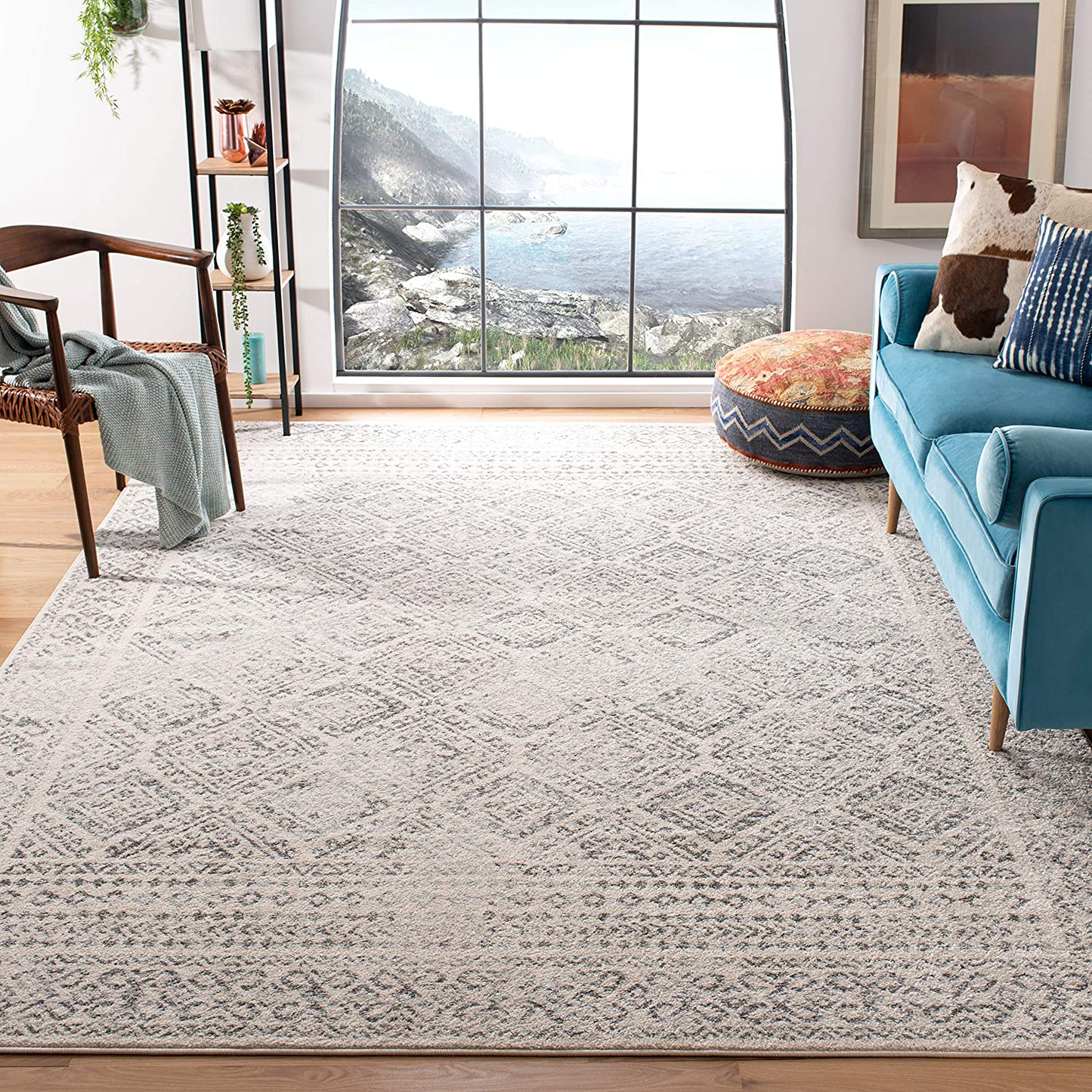 Rynx | Safavieh Tulum Collection Tul264f Moroccan Boho Distressed Non-Shedding Stain-Resistant Living Room Bedroom Area Rug, 2' X 5', Dark Gray / Ivory