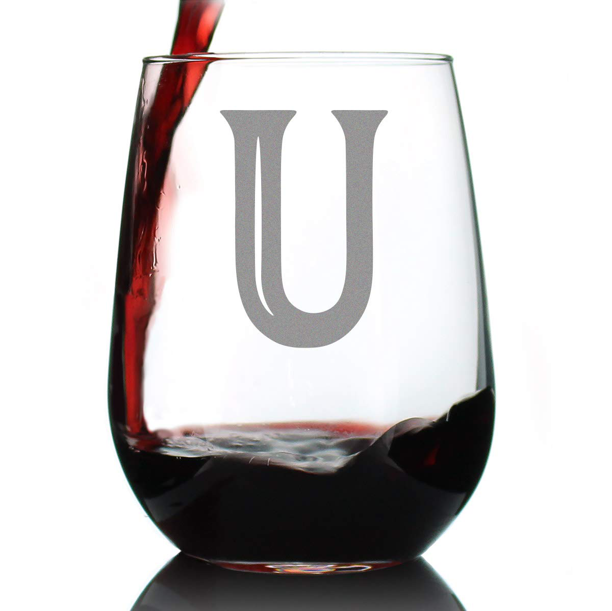 Rynx | Monogram Fet capital letter M - Without stem wine glass - Personalized gifts for women and men - Large engraved glass