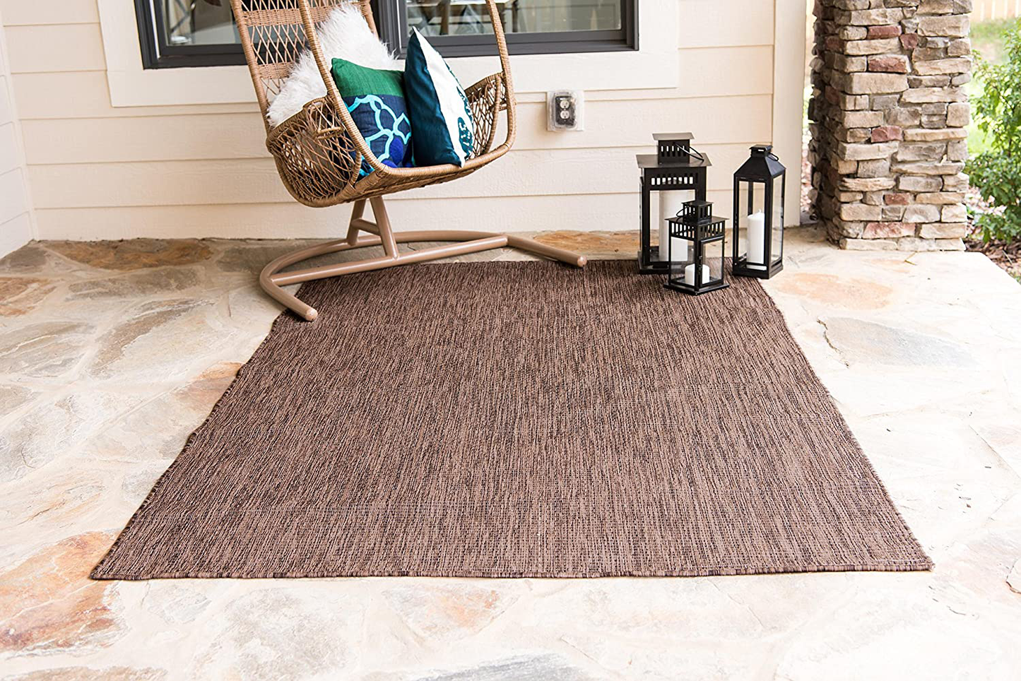 Rynx | Unique Loom Solid Collection Casual Transitional Indoor and Outdoor Flatweave Runner Rug, 2' 7" x 12', Marine Blue/Light Blue