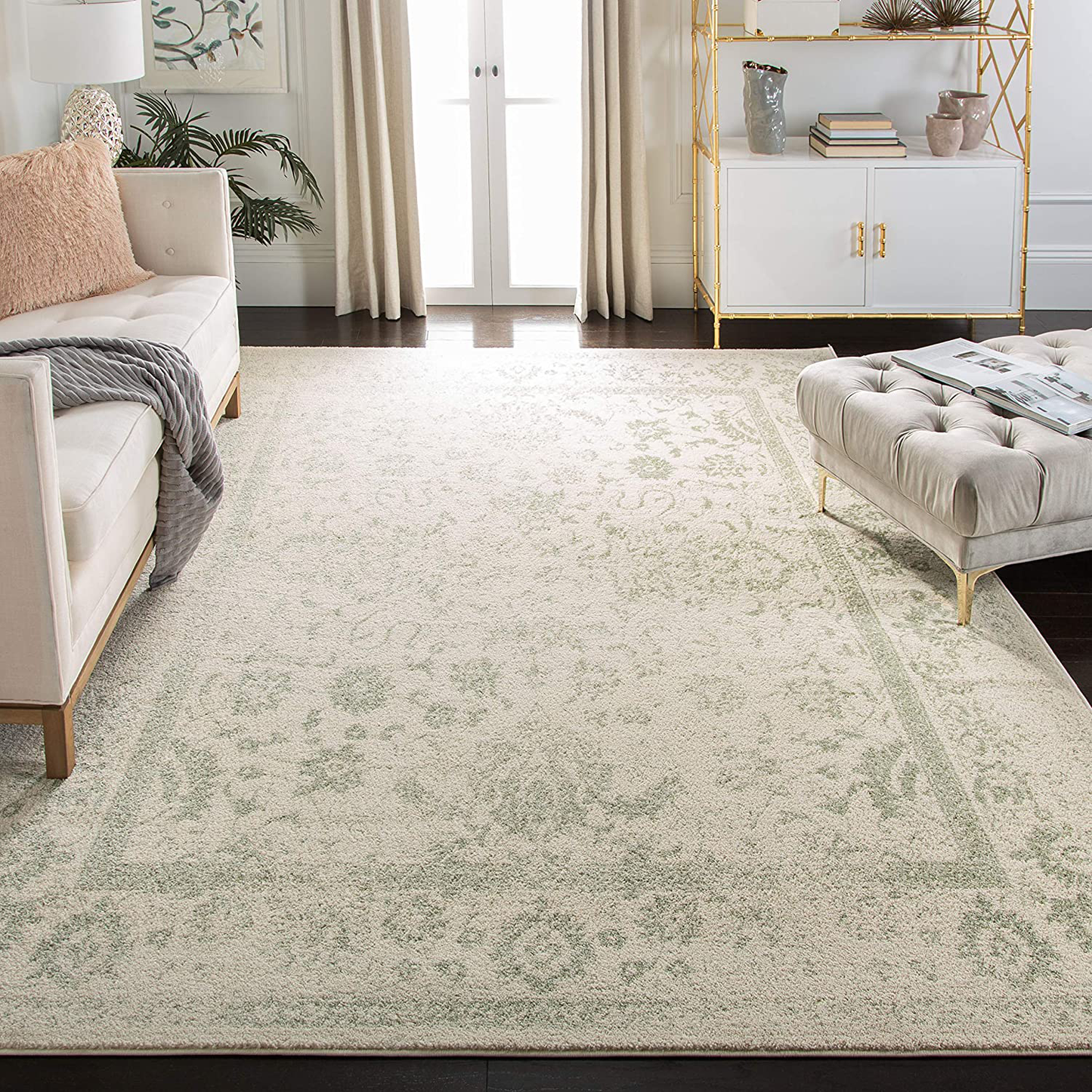 Rynx | Safavieh Adirondack Collection ADR109V Oriental Distressed Non-Shedding Stain Resistant Living Room Bedroom Runner, 2'1" x 8', Ivory / Sage