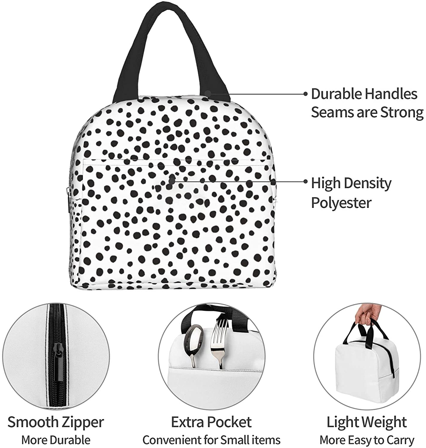 Rynx | Simple Insulated Lunch Bags For Women Men, Cute Reusable Lunch Boxes Small Suitable Girls Boys Teenagers Work Picnic Travel, White Marble