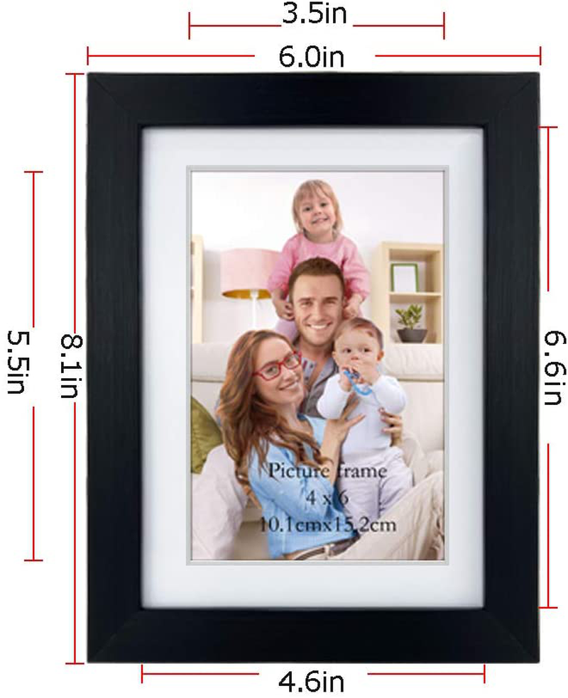 Rynx | Giftgarden 4x6 Picture Frame Set of 4, Matted to display 4 x 6 pictures with mat or 5x7 pictures without mat for wall hanging or tabletop, Black