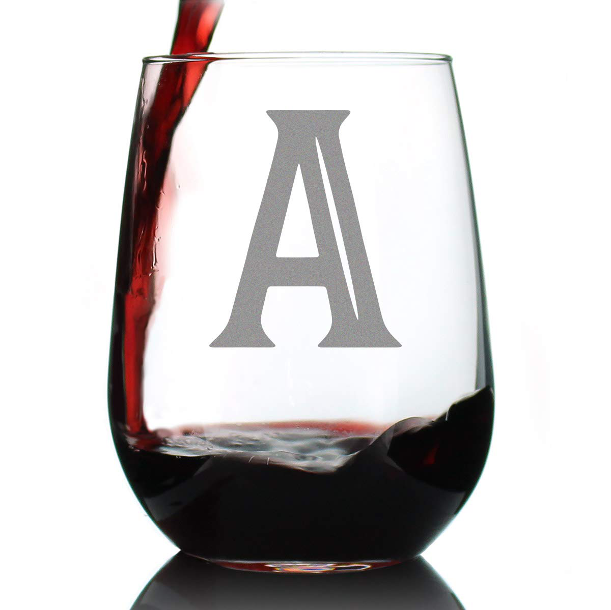 Rynx | Monogram Fet capital letter M - Without stem wine glass - Personalized gifts for women and men - Large engraved glass