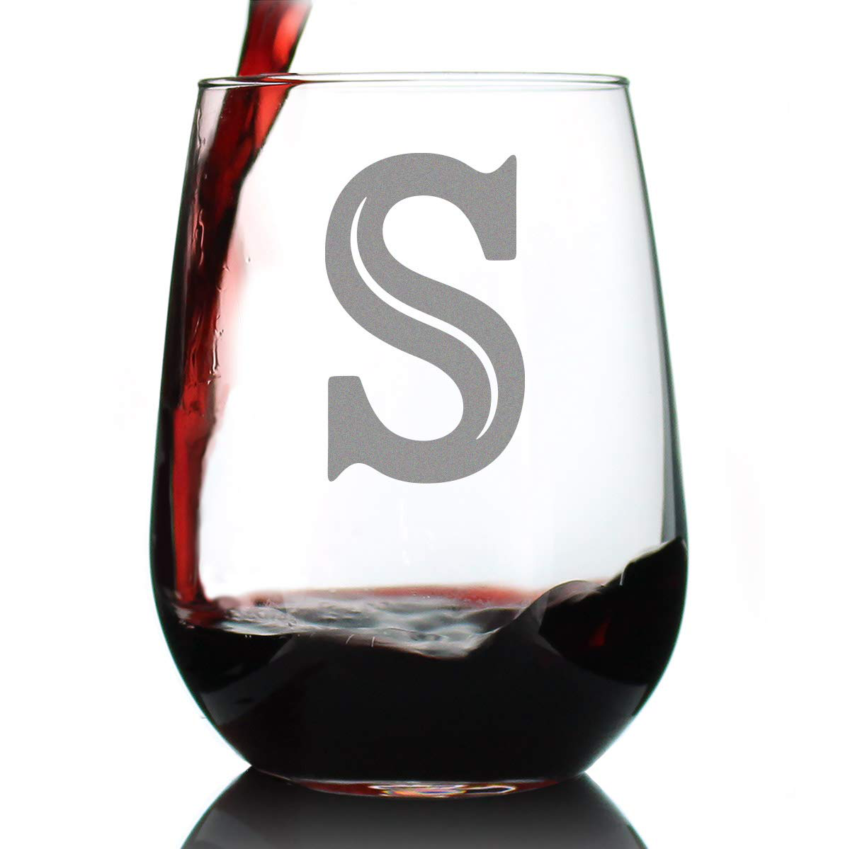 Rynx | Monogram Fet capital letter M - Without stem wine glass - Personalized gifts for women and men - Large engraved glass