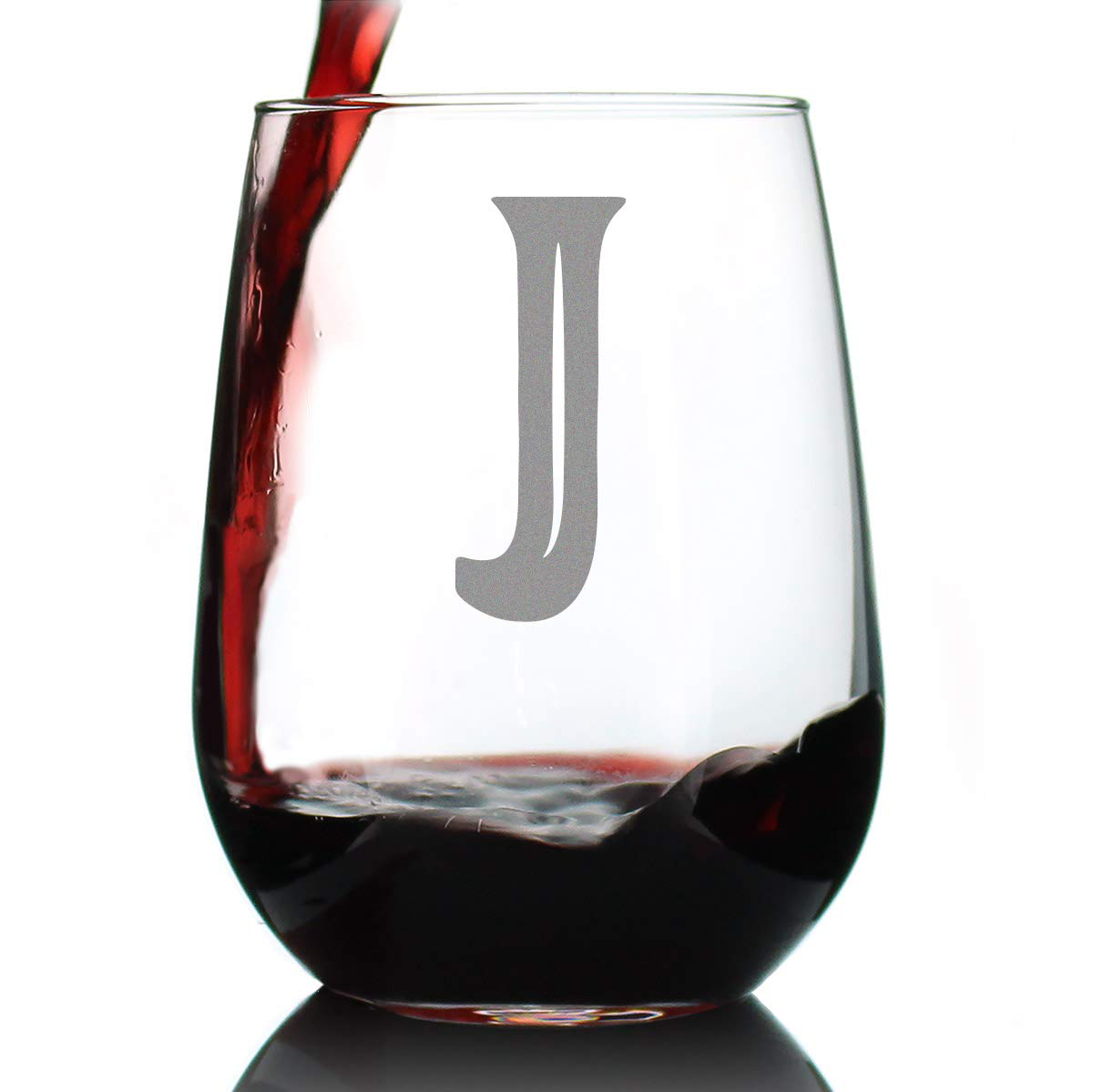 Rynx | Monogram Fet capital letter M - Without stem wine glass - Personalized gifts for women and men - Large engraved glass