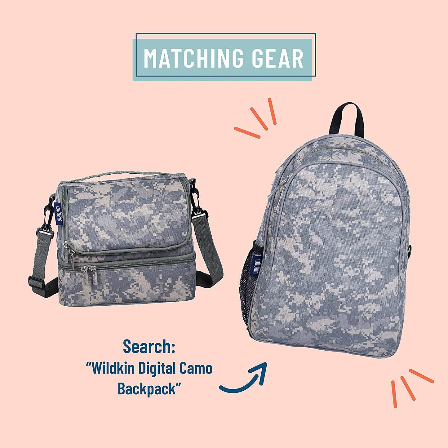 Rynx | Wildkin Two-Compartment Insulated Lunch Box For Boys & Girls, Size 9 X 8 X 6 Inches Lunch Box Bag For Kids, Ideal Size For Packing Hot Or Cold Snacks For School & Travel, BPA-Free (Digital Camo)