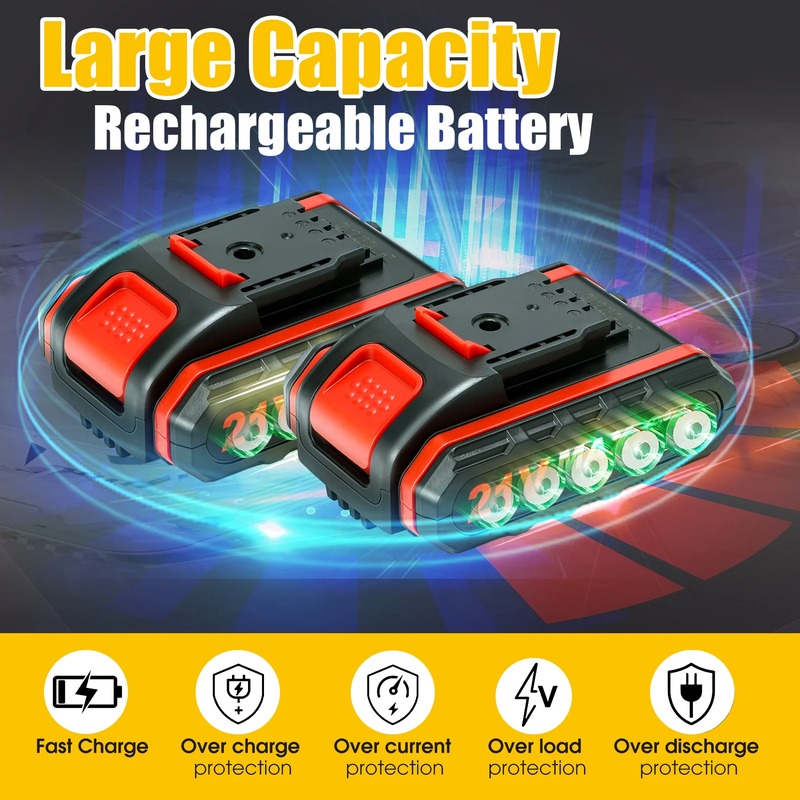 Rynx | 4 Inch Mini Chainsaw with 2 Batteries, Portable Wireless Lightweight Handheld Chainsaw