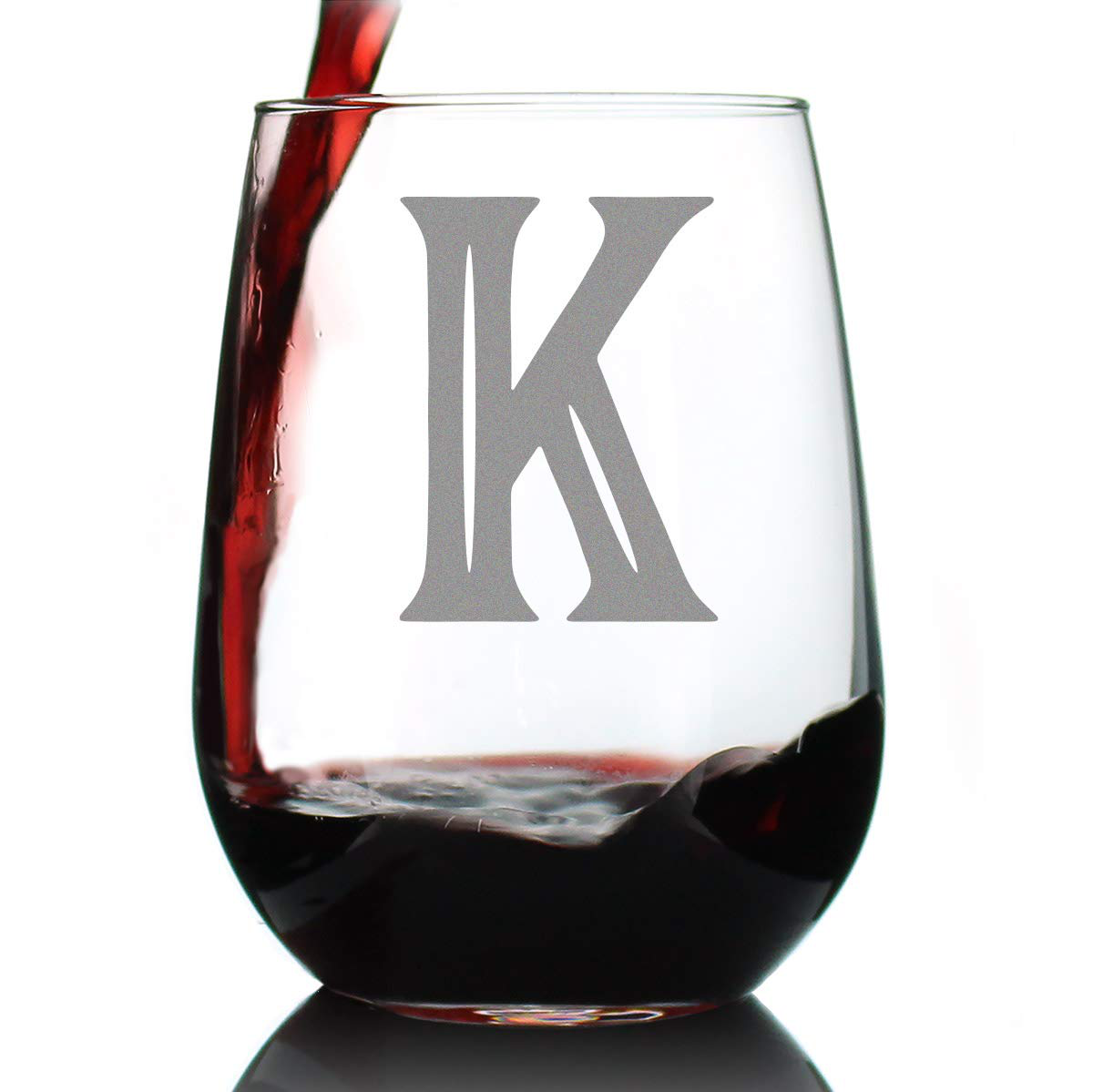 Rynx | Monogram Fet capital letter M - Without stem wine glass - Personalized gifts for women and men - Large engraved glass