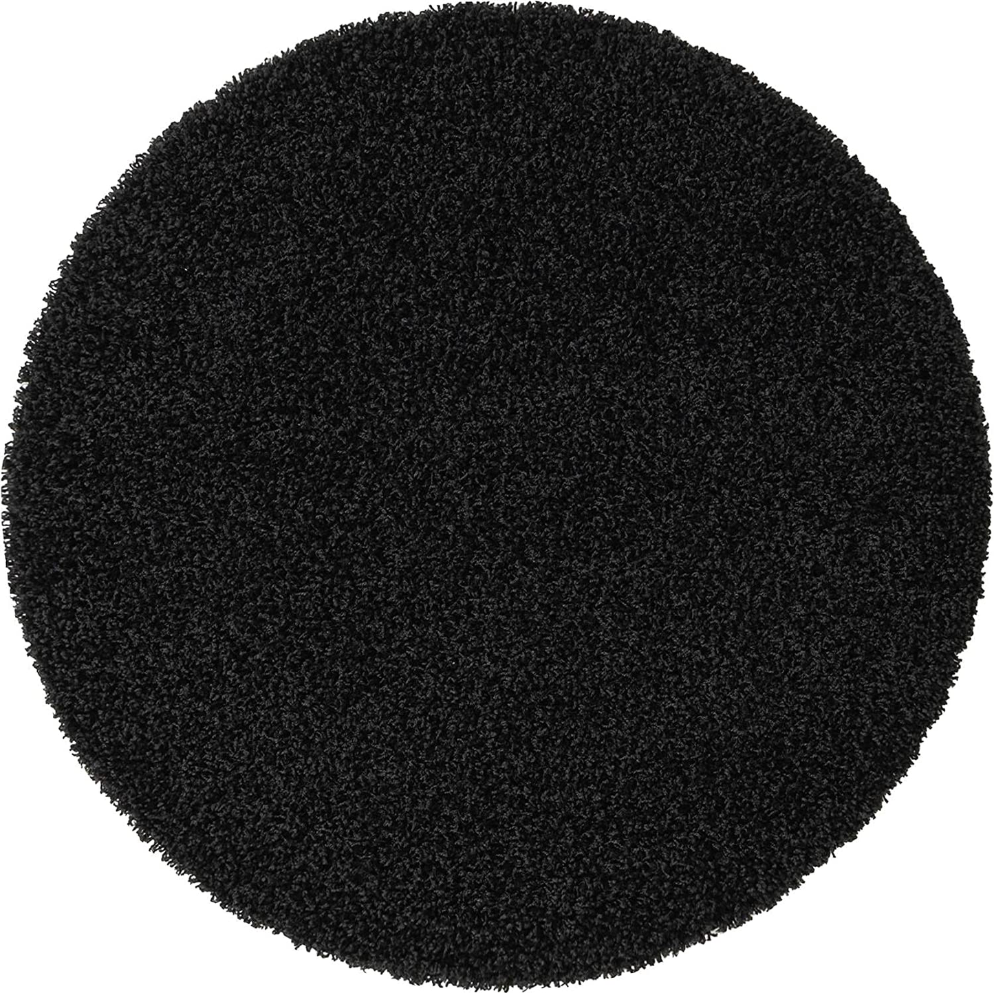 Rynx | Unique Loom Solo Solid Shag Collection Area Modern Plush Rug Luxurious & Soft, 4', Jet Black