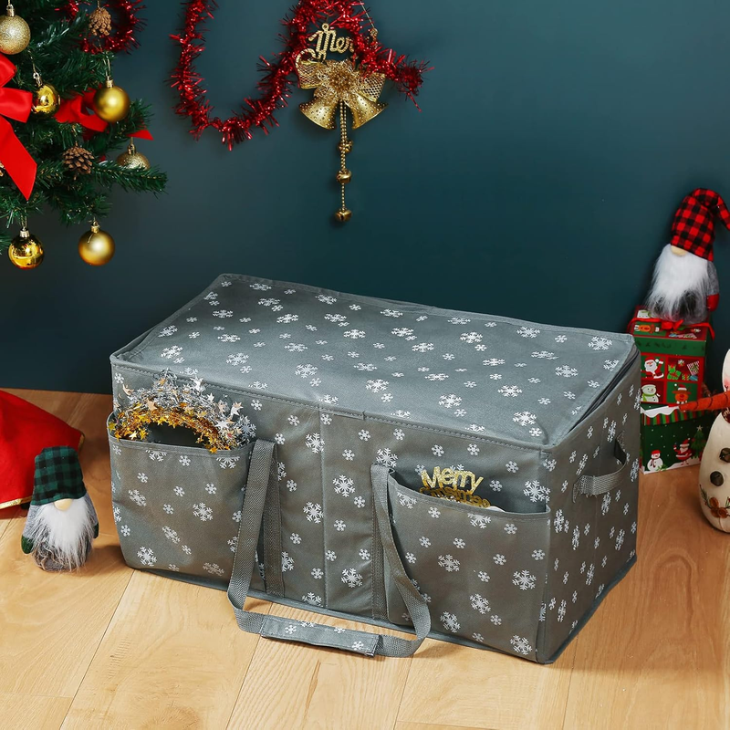 Rynx | Large Christmas ornament storage container box with zipper closure