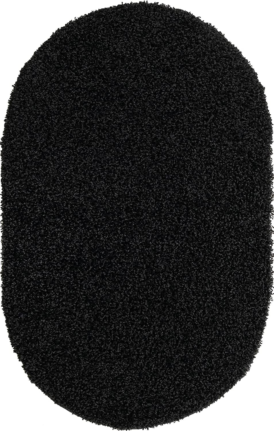 Rynx | Unique Loom Solo Solid Shag Collection Area Modern Plush Rug Lush & Soft, 3' 3" x 5' 3", Jet Black