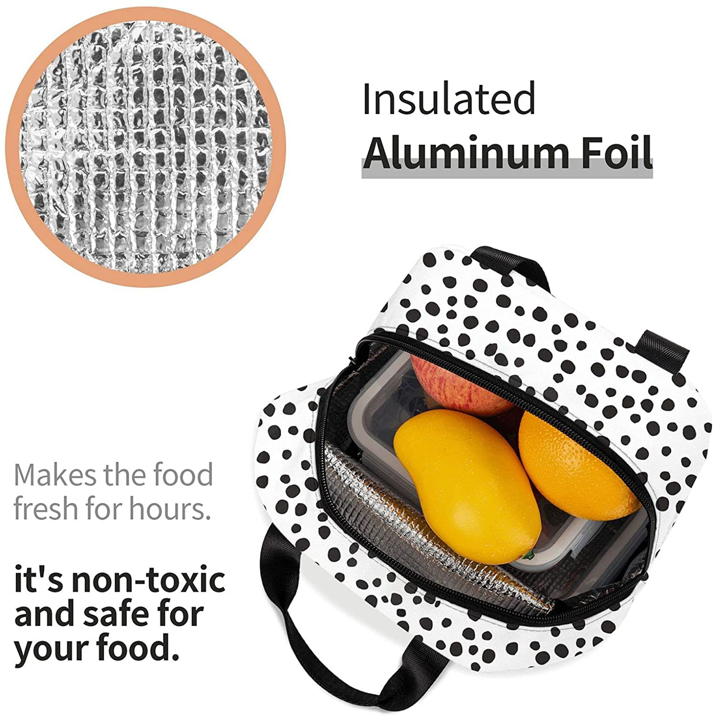 Rynx | Simple Insulated Lunch Bags For Women Men, Cute Reusable Lunch Boxes Small Suitable Girls Boys Teenagers Work Picnic Travel, White Marble