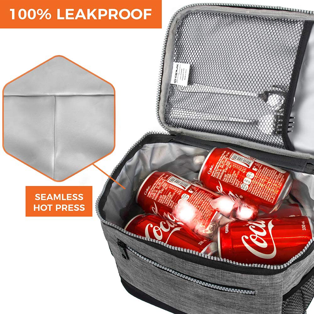 Rynx | Opux Insulated Lunch Box For Men Women, Leakproof Thermal Lunch Bag For Work, Reusable Lunch Cooler Tote, Soft School Lunch Bucket For Kids With Shoulder Strap, Pockets, 14 Cans, 8l, Heather Grey