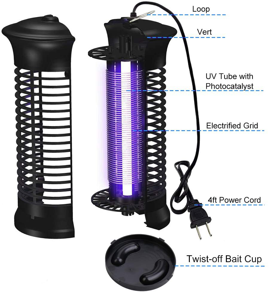 Rynx | Bug Zapper Electric Indoor Insect Killer Hanging UV Light | Mosquito Killer Bug Fly Pest Attracting Trap Zapper Lamp with Powerful 1000V Grid for Indoor Home Bedroom, Kitchen, Office