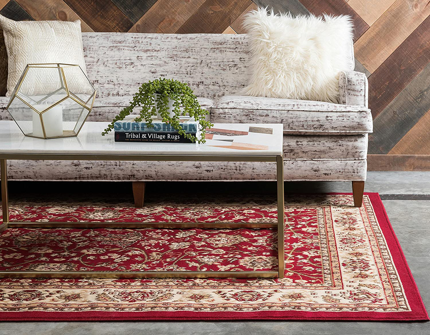 Rynx | Unique Loom Kashan Traditional Floral Rug, 4 Feet, Gray/Ivory