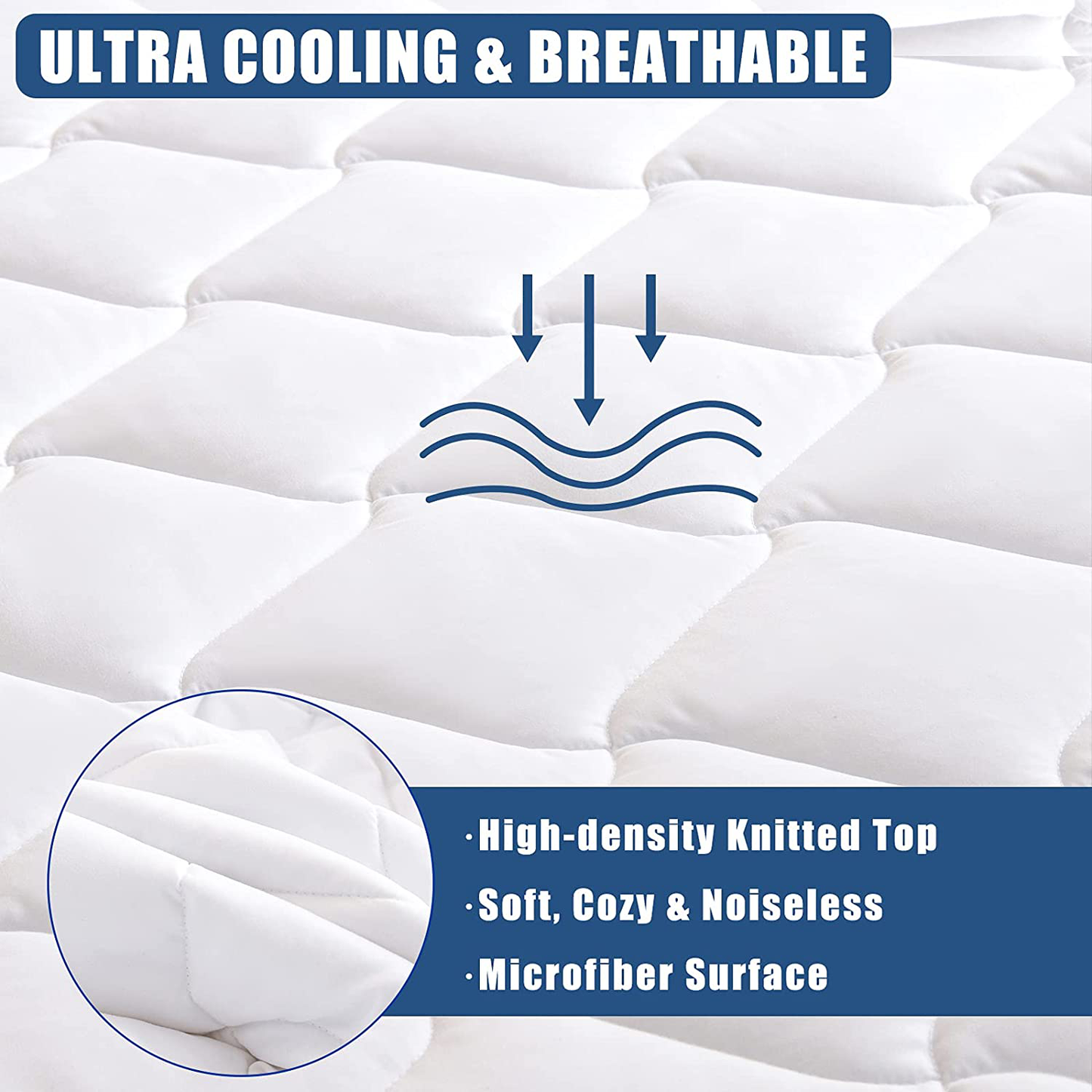 Rynx | Twin Size Quilted Fitted Mattress Pad, Waterproof Breathable Cooling Mattress Pad, stretches up to 21 Inch Deep Pocket Hollow Alternative Filling Silent Mattress Cover