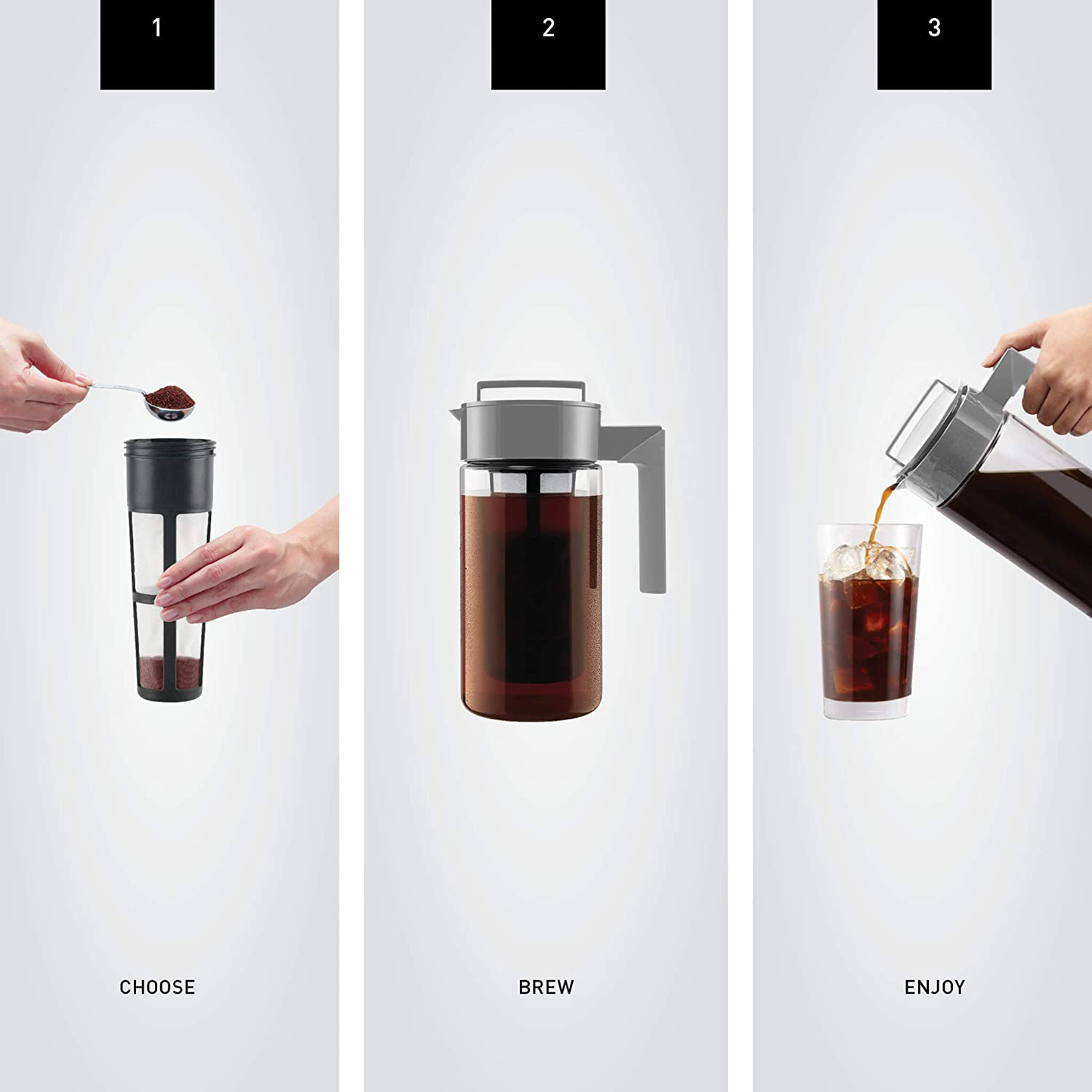 Rynx | TAKEYA Patented Deluxe Cold Brew Coffee Maker, One Quart, Black