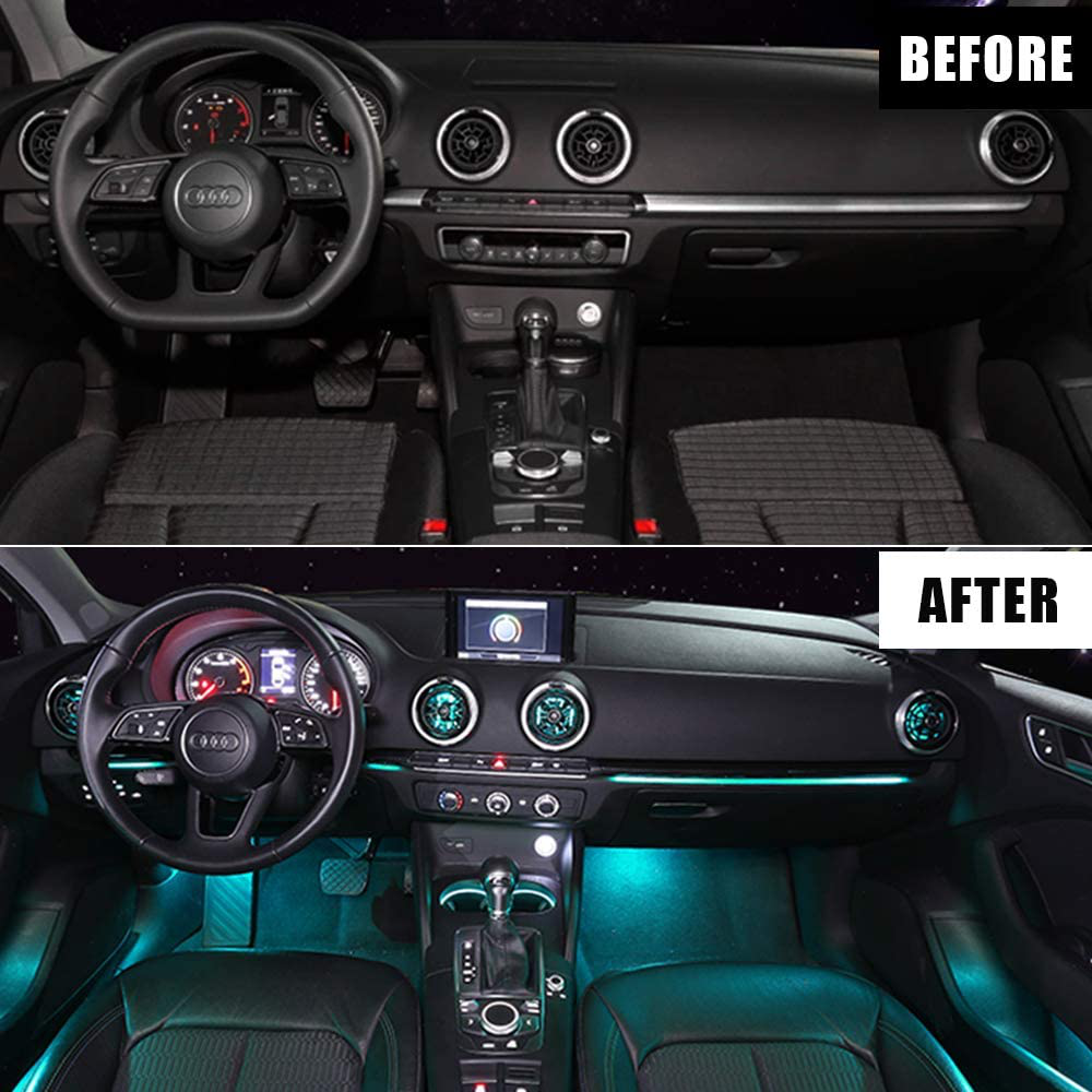 Rynx | SUNPIE Car Interior Light, Car Strips Light with App and Remote Control Waterproof LED Atmosphere Car Light Comes with 48 LED Chip 8.8ft Length Indoor Light with DC 12V Car Charger Sync to Music