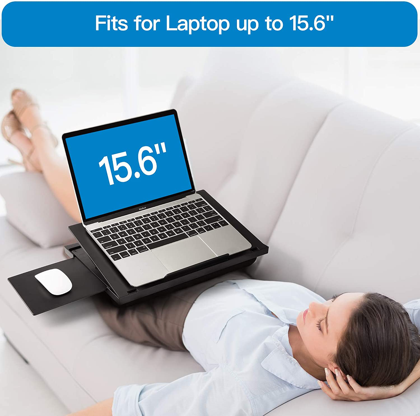 Rynx | Adjustable Lap Desk - With 6 adjustable angles, removable mouse pad, and double cushion portable stand for car portable desk, work desk, lap writing board and drawing table on sofa or bed by Huanuo