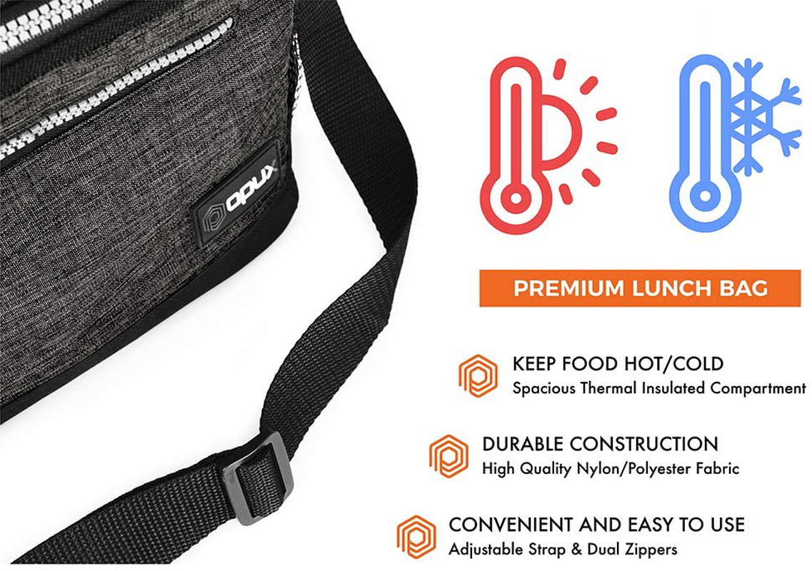 Rynx | Opux Insulated Large Lunch Box For Men Women, Leakproof Thermal Lunch Bag For Work, Reusable Food Cooler Tote, Soft School Lunch Box Shoulder Strap, Pockets, 18 Cans, 10l, Heather Red