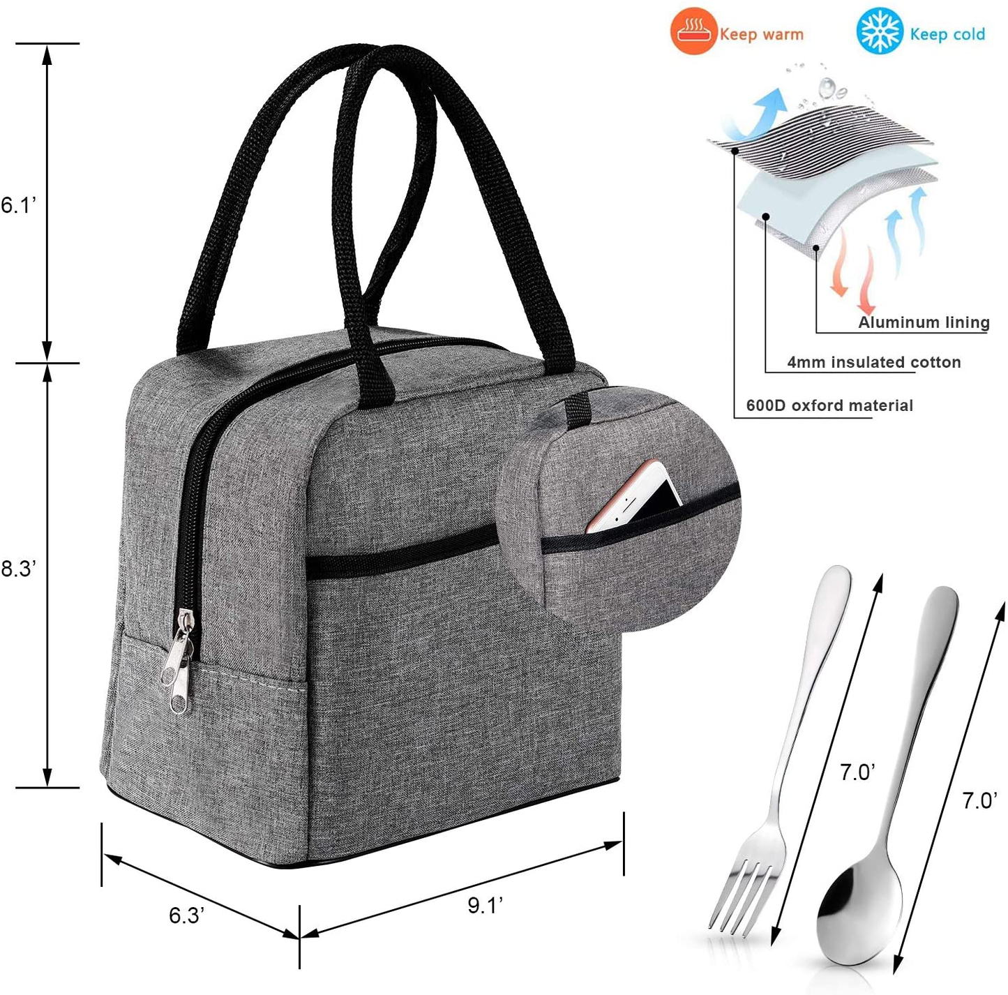 Rynx | Bento Box Adult Lunch Box, Slaipo Leak-proof Lunch Box Container Insulated Lunch Bag Fork Spoon, Portable Stackable Food Container Storage Boxes For Work School Camping, 3 Layers…