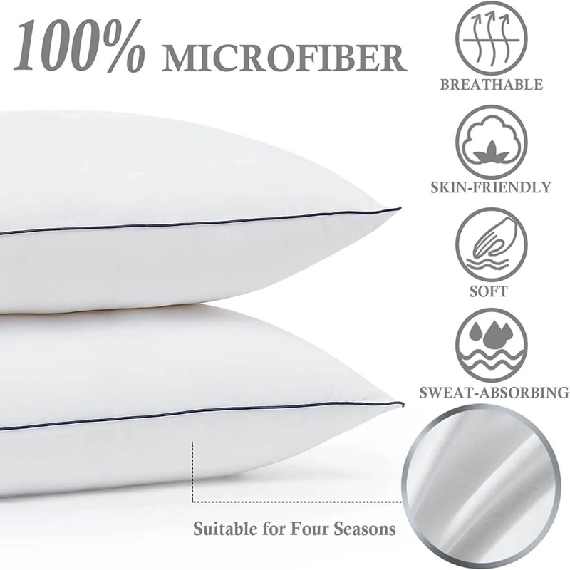 Rynx | Set of 2 Bed Pillows, Soft Fluffy Down Alternative