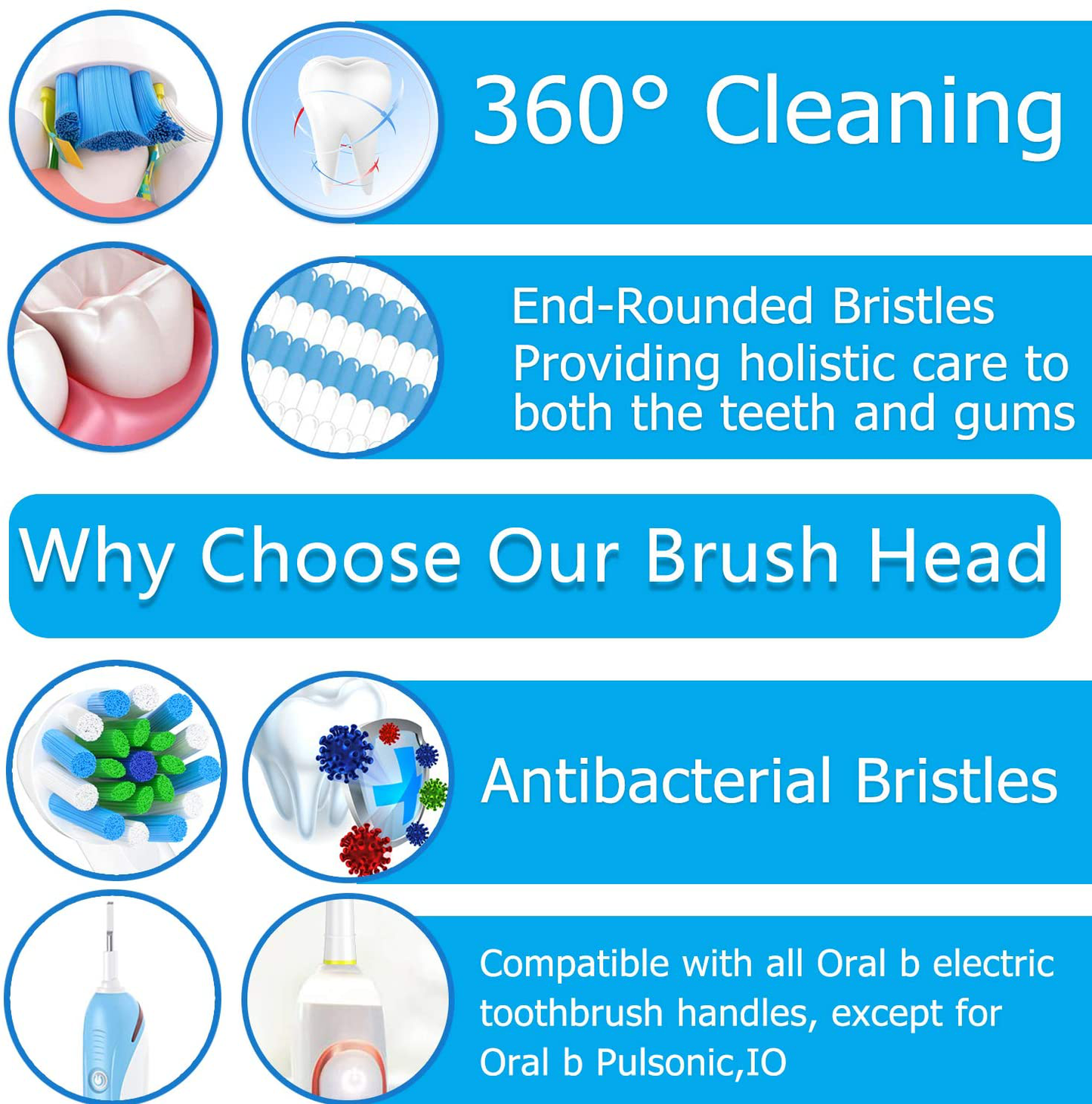 Rynx | Replacement Brush Heads For Braun Oral B, Compatible With Oral-B 7000/Pro 1000/9600/5000/3000/8000/Genius And Smart Electric Toothbrush, 16 Pcs
