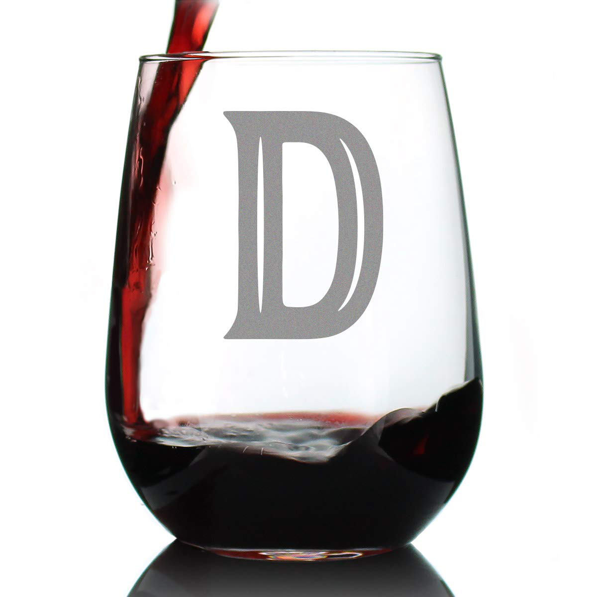 Rynx | Monogram Fet capital letter M - Without stem wine glass - Personalized gifts for women and men - Large engraved glass