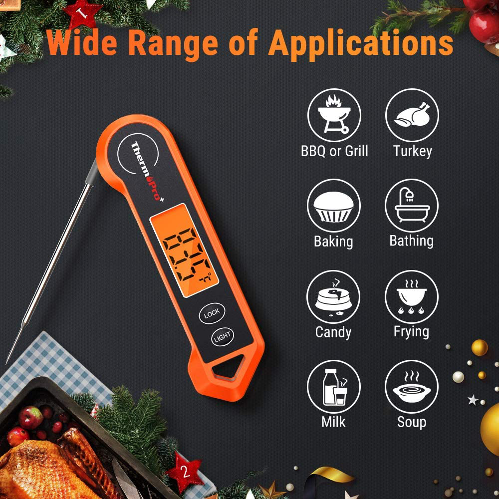 Rynx | ThermoPro TP19H Waterproof Digital Meat Thermometer for Grilling with Ambidextrous Backlit and Motion Sensing Kitchen Cooking Thermometer for BBQ Grill Smoker Oil Fried Candy Thermometer