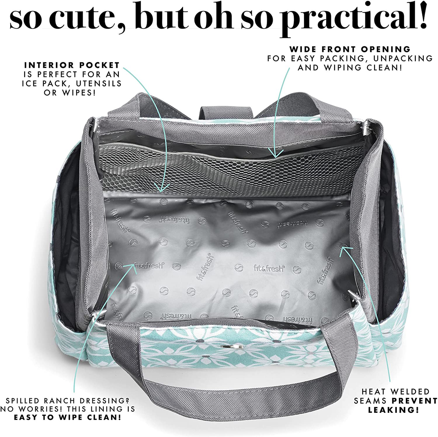 Rynx | Fit + Fresh Westport Insulated Soft Lined Lunch Bag Set With Reusable Containers, And Matching Water Bottle, Sage Camo