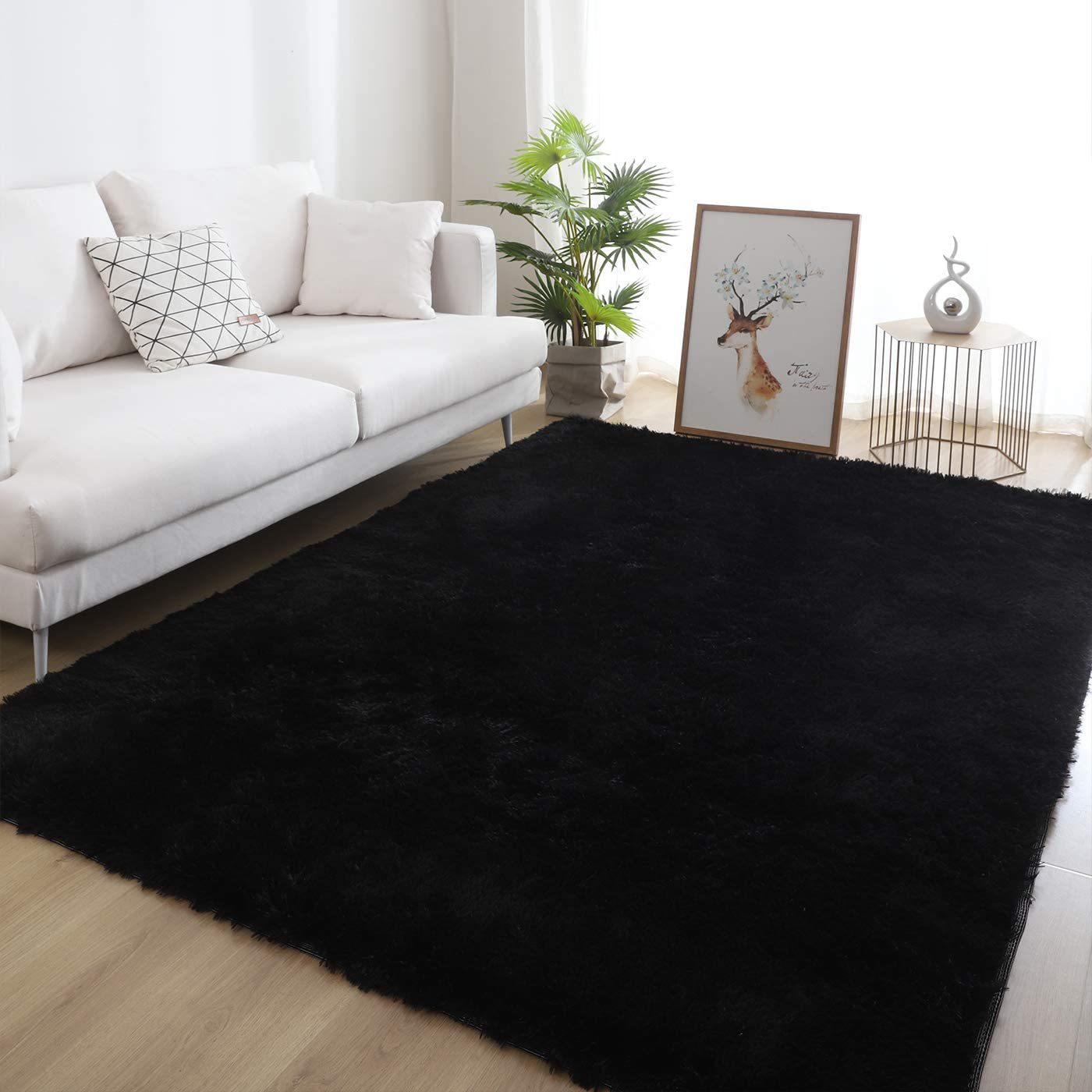 Rynx | 5X8 Navy blue area rugs for the living room Super soft floor fluffy rug Naturally comfortable thick fur mat Princess girls room rug (5x8 feet, navy blue)