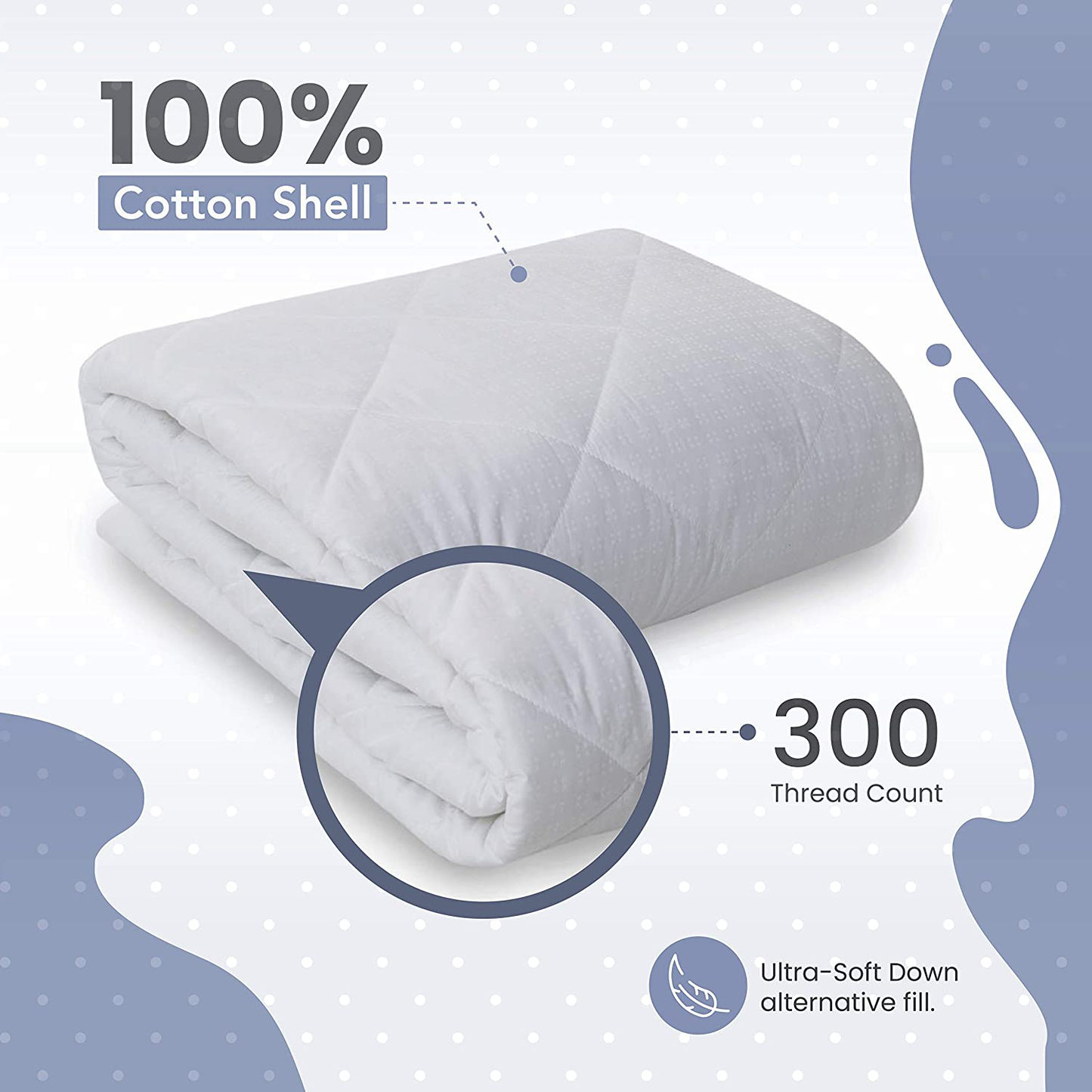 Rynx | MAXI Fitted Crib Down Alternative Mattress Pad - 100% Cotton, 300 Thread Count (Crib)