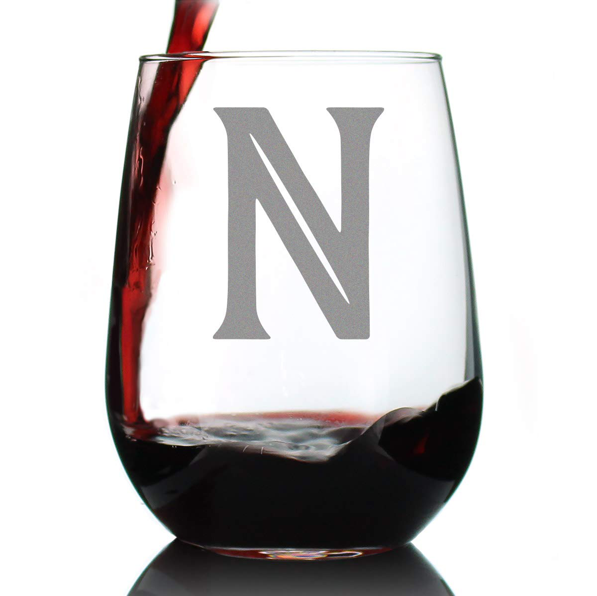 Rynx | Monogram Fet capital letter M - Without stem wine glass - Personalized gifts for women and men - Large engraved glass