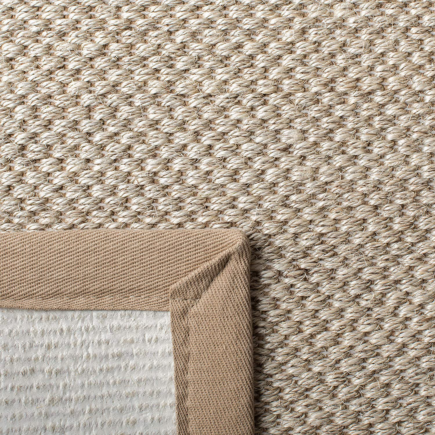 Rynx | Safavieh Natural Fiber Collection NF143D Border Sisal Accent Rug, 2'6" x 4', Marble / Dark Gray