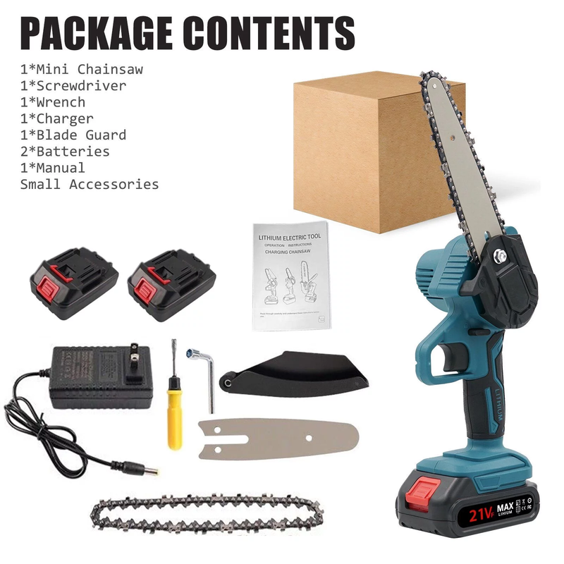 Rynx | Electric Chain Winch Wireless Chainsaw with 2 Large Capacity Batteries, Gardening Tools for Tree Trimming Shrub Pruning