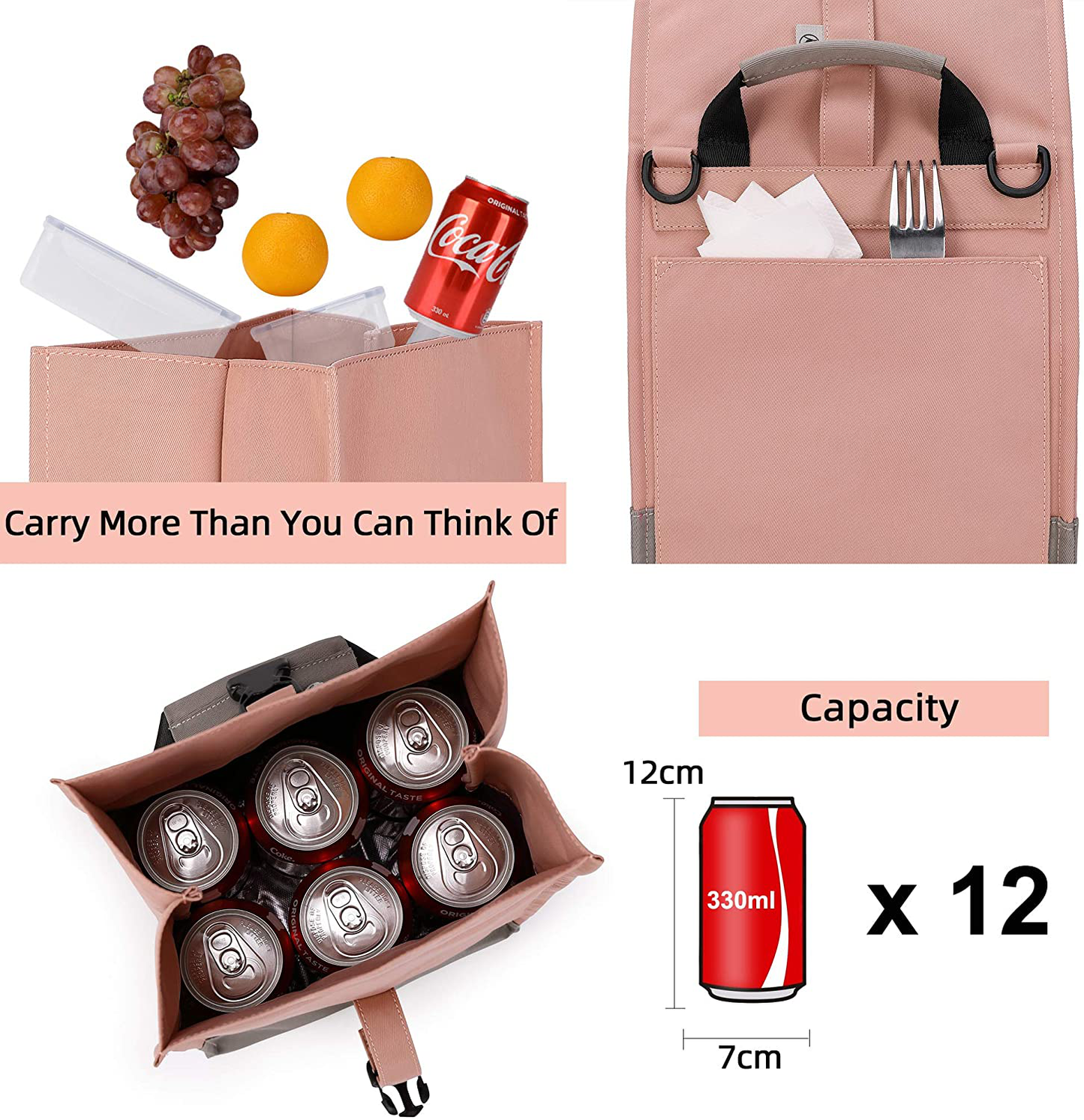 Rynx | Sunny Bird Insulated Lunch Bag Rolltop Lunch Box For Women, Men, Adults And Teenagers (Black)