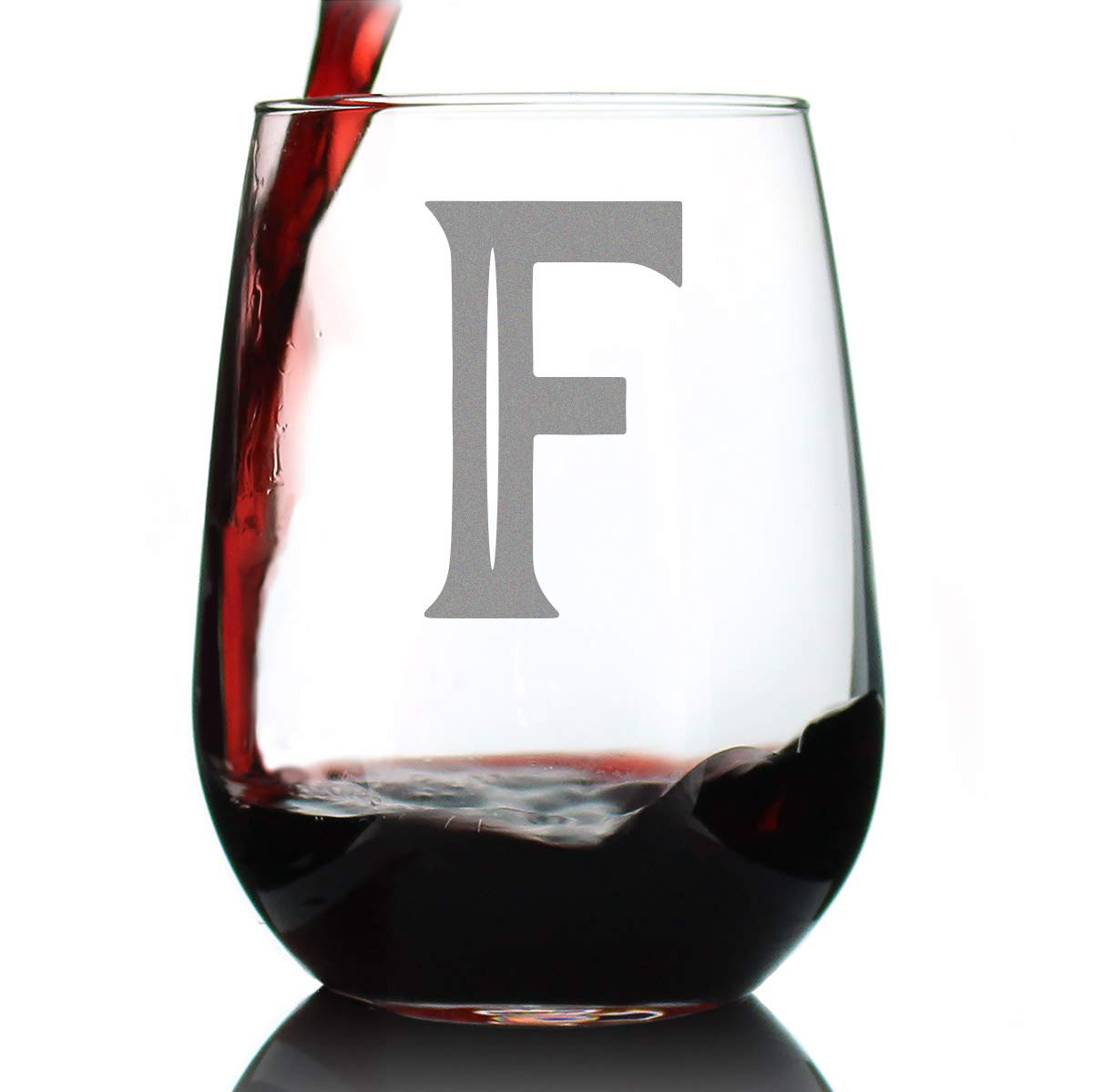 Rynx | Monogram Fet capital letter M - Without stem wine glass - Personalized gifts for women and men - Large engraved glass