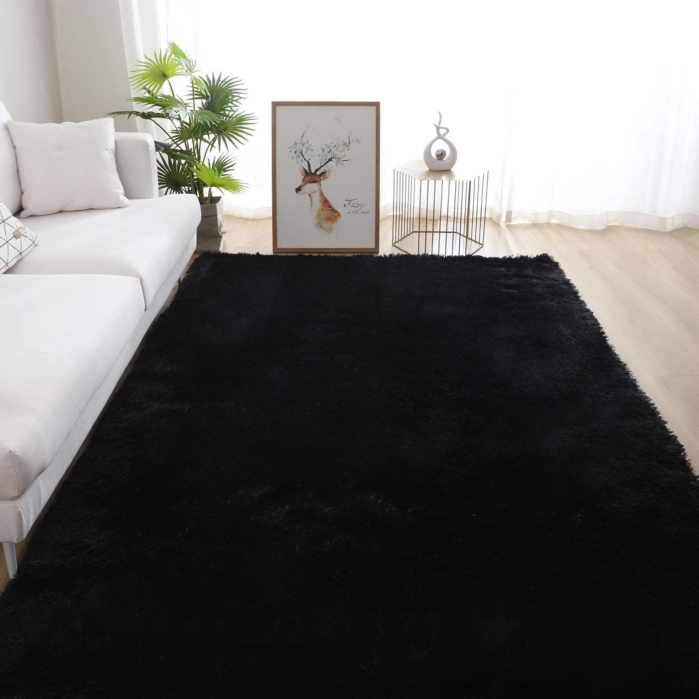 Rynx | 5X8 Navy blue area rugs for the living room Super soft floor fluffy rug Naturally comfortable thick fur mat Princess girls room rug (5x8 feet, navy blue)